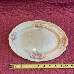 Taylor, Smith & Taylor Vintage Floral Oval Platter - Cream and Multicolor